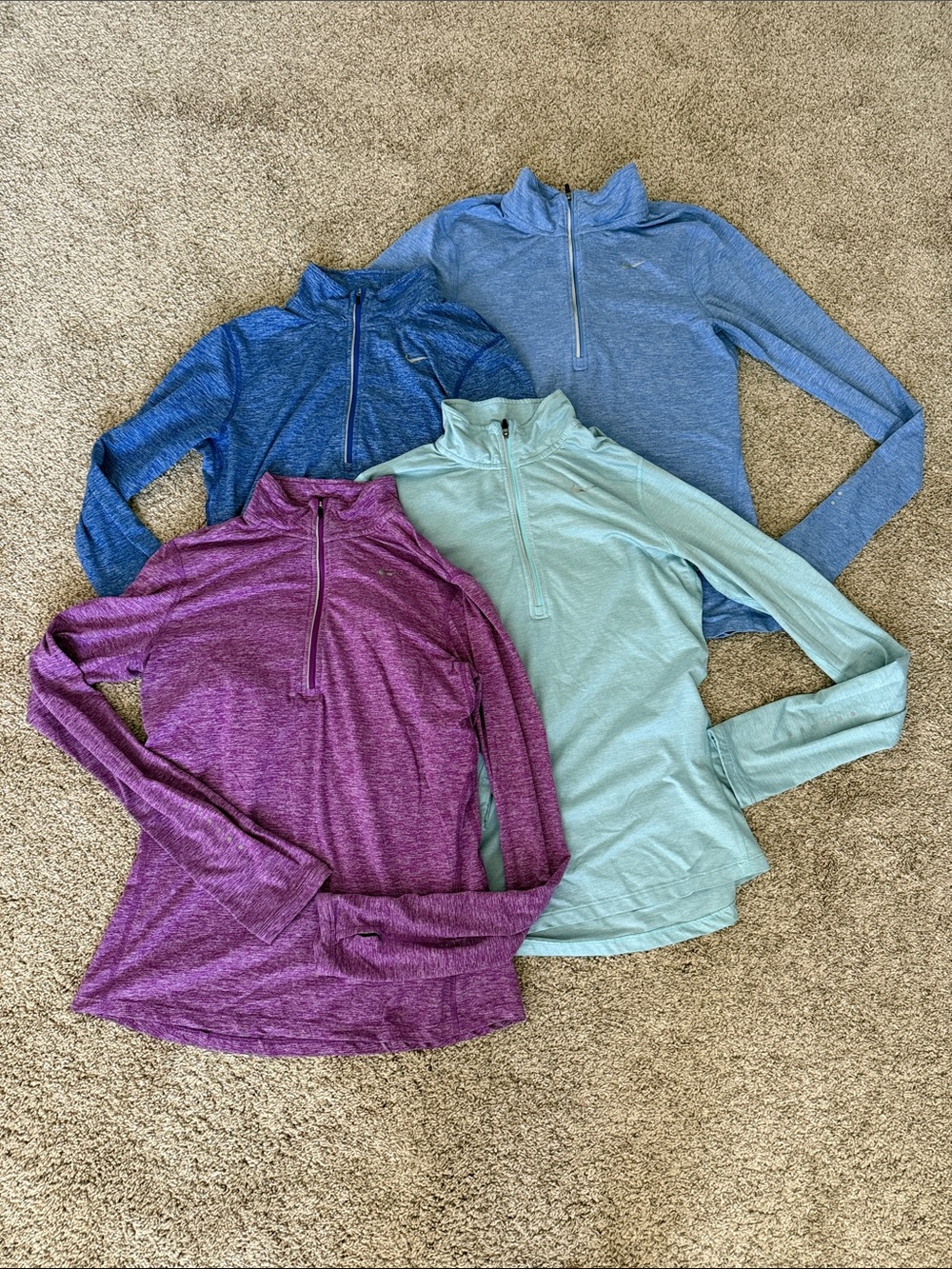 Women’s Nike 1/4 Zip Assortment Purple, Teal, Light Blue, Blue